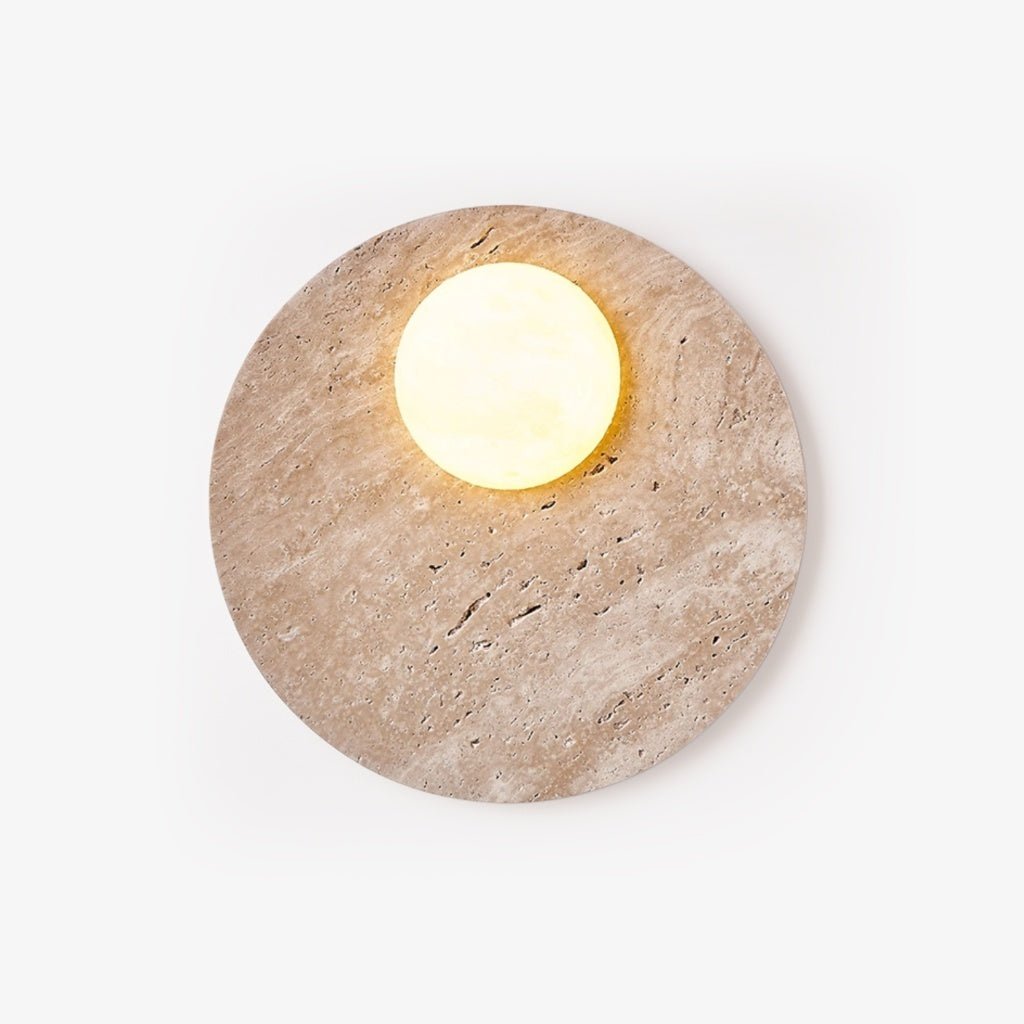 Terra Lume Orb Wall Sconce in Natural Travertine