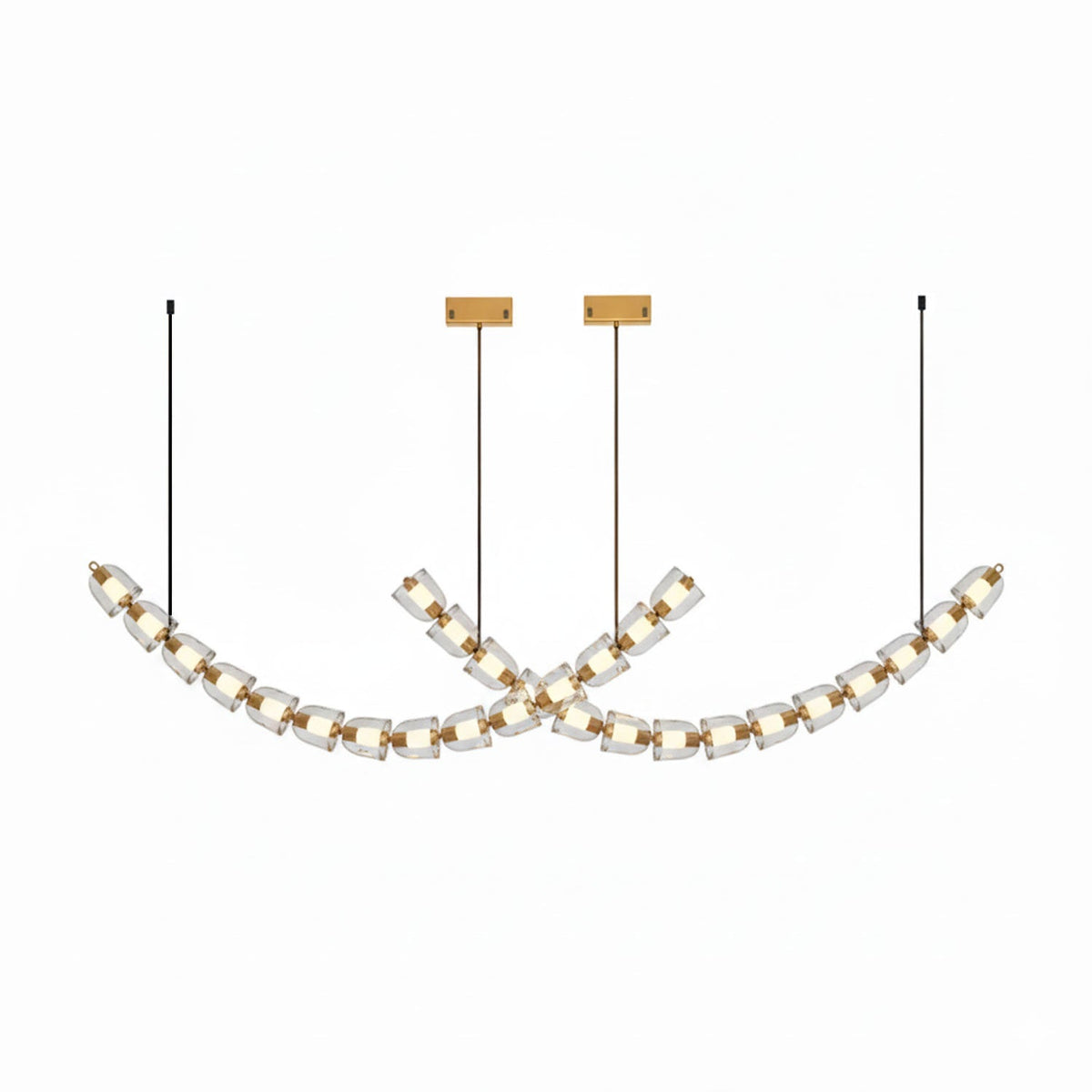 Gabriel Gold Crystal Chandelier – Sculptural LED Pendant for Modern Interiors