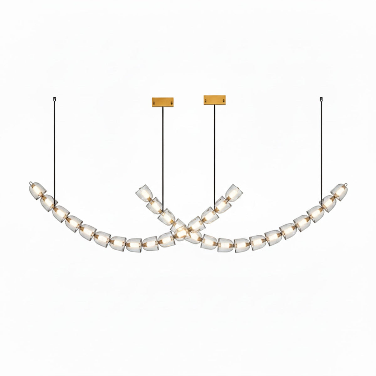 Gabriel Gold Crystal Chandelier – Sculptural LED Pendant for Modern Interiors
