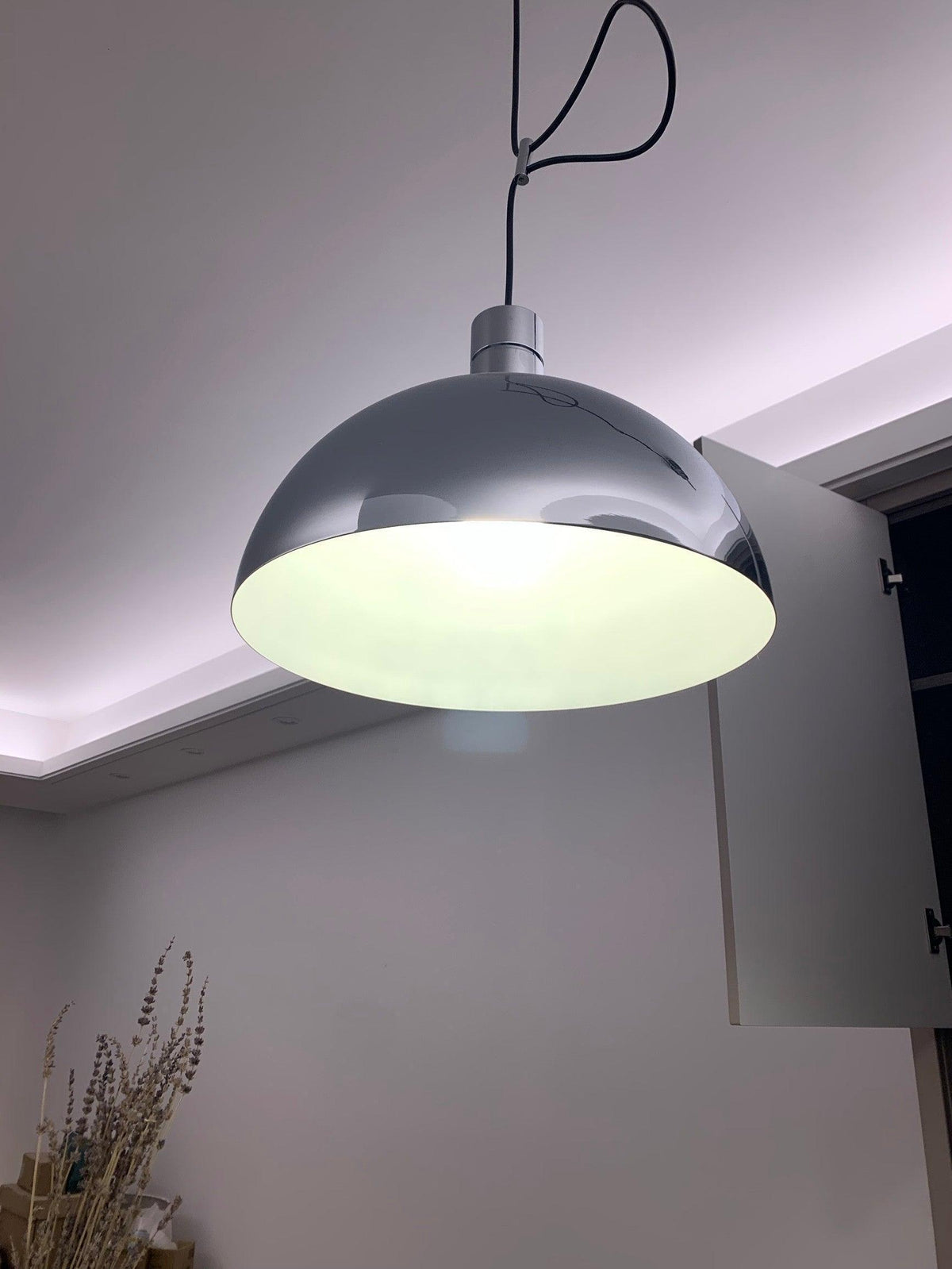 Piper Bliss Adjustable Pendant Light in Chrome and White