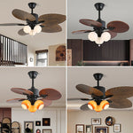 Tropica Breeze Ceiling Fan Light with Palm Blades and Amber Glass