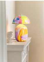 Artisan Hand-Painted Ceramic Table Lamp with Brass Accents