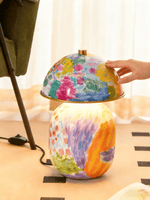 Artisan Hand-Painted Ceramic Table Lamp with Brass Accents