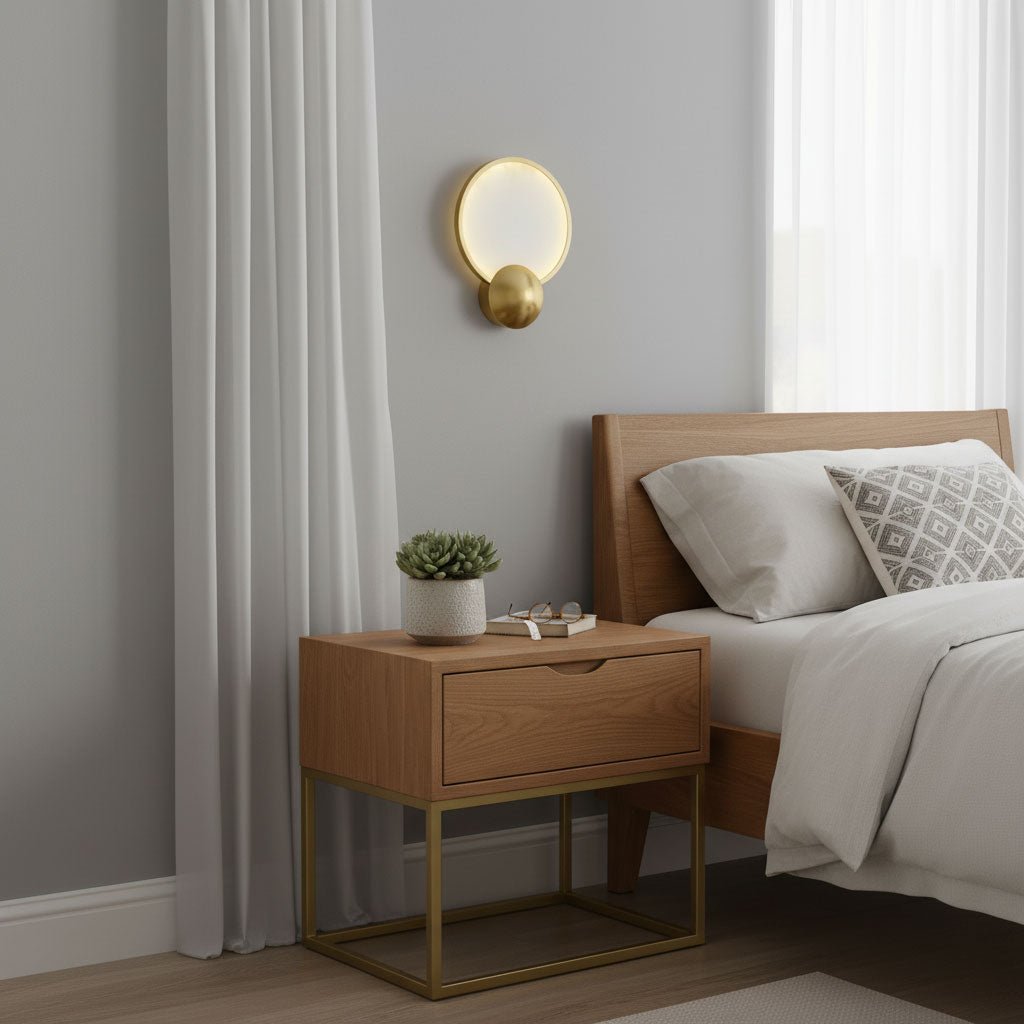 Accent Alabaster Wall Sconce in Brushed Gold – Modern LED Wall Light for Bedroom, Living Room & Hallway