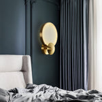 Accent Alabaster Wall Sconce in Brushed Gold – Modern LED Wall Light for Bedroom, Living Room & Hallway