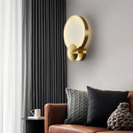 Accent Alabaster Wall Sconce in Brushed Gold – Modern LED Wall Light for Bedroom, Living Room & Hallway