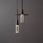 Modern Acrylic Hat Plate Pendant Light with Brass Accents