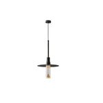 Modern Acrylic Hat Plate Pendant Light with Brass Accents