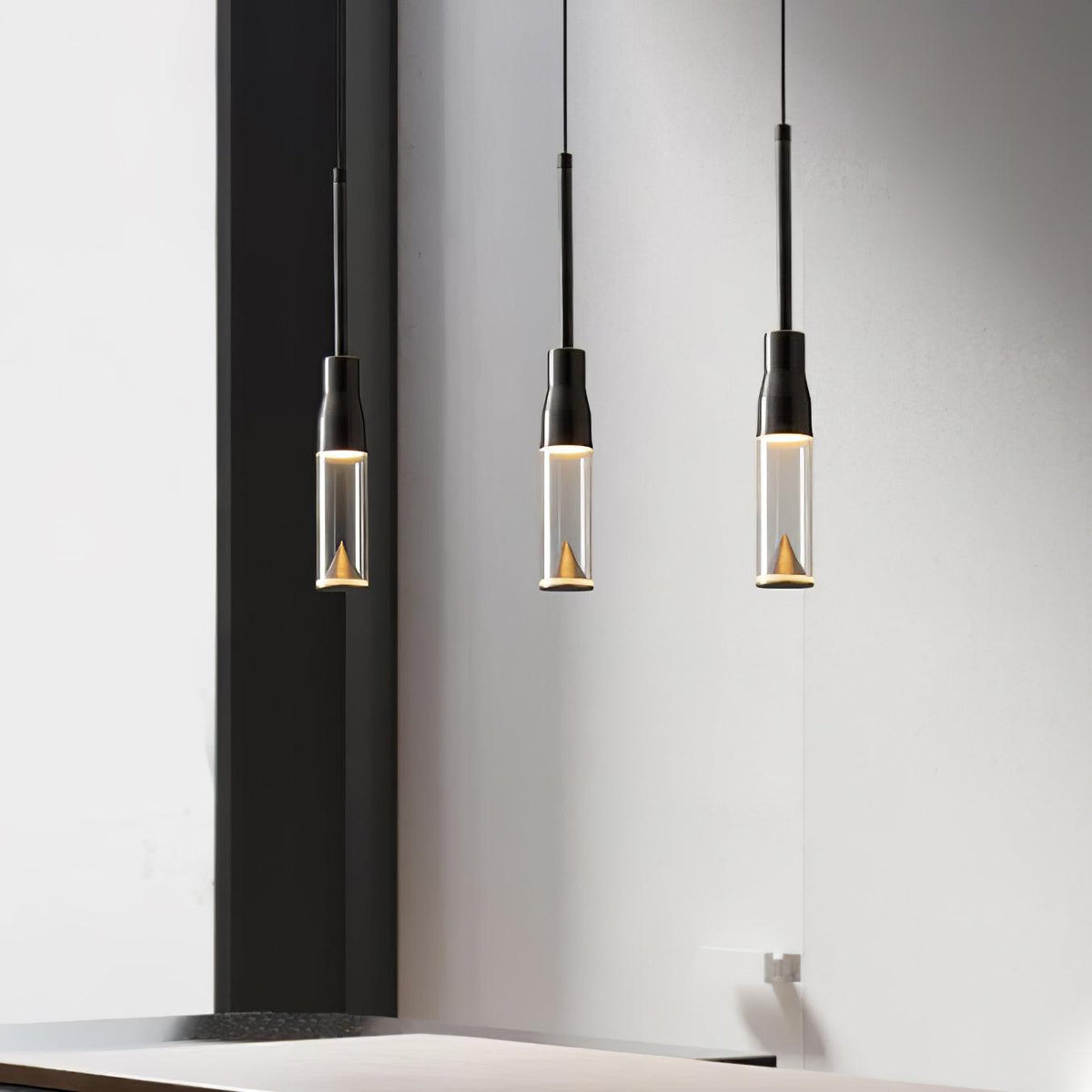 Modern Acrylic Hat Plate Pendant Light with Brass Accents