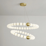 Acrylic Pearl Chandelier in Brass – Modern LED Pendant for Dining Room and Living Room