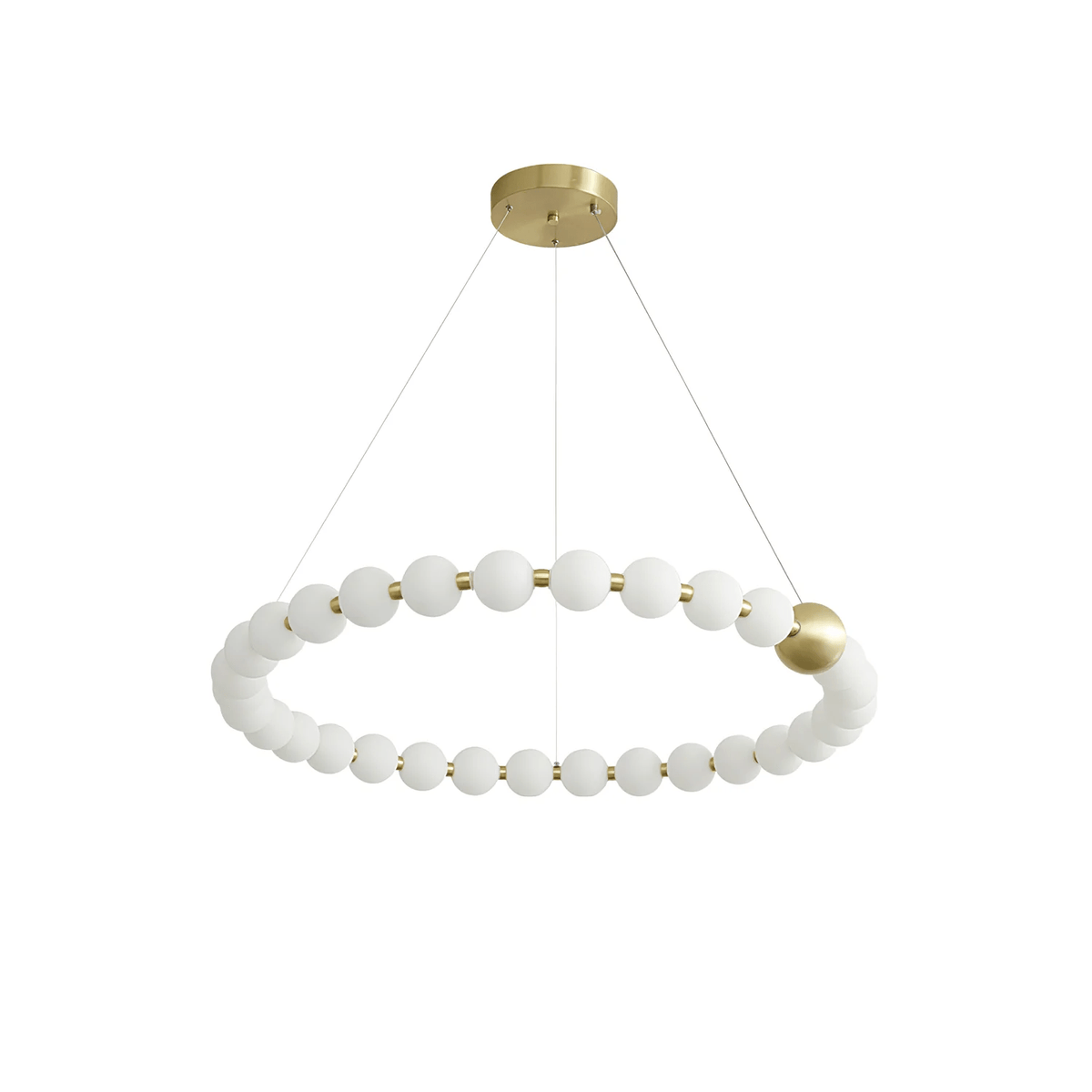 Acrylic Pearl Chandelier in Brass – Modern LED Pendant for Dining Room and Living Room