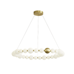 Acrylic Pearl Chandelier in Brass – Modern LED Pendant for Dining Room and Living Room