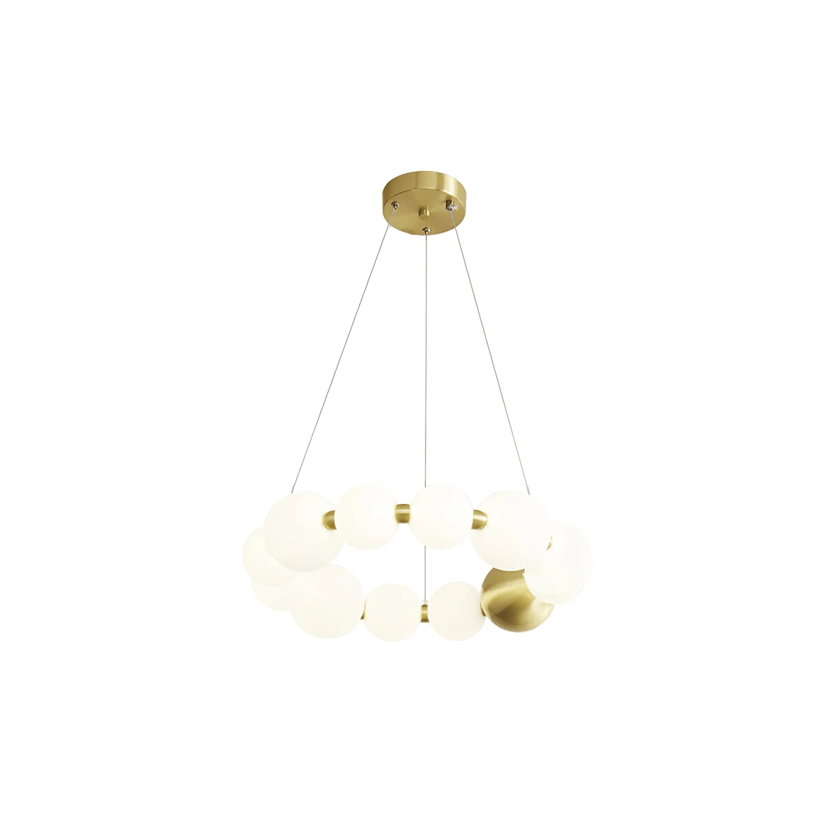 Acrylic Pearl Chandelier in Brass – Modern LED Pendant for Dining Room and Living Room