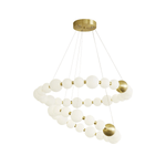 Acrylic Pearl Chandelier in Brass – Modern LED Pendant for Dining Room and Living Room