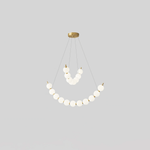 Acrylic Pearl Chandelier in Brass – Modern LED Pendant for Dining Room and Living Room