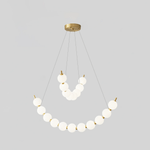 Acrylic Pearl Chandelier in Brass – Modern LED Pendant for Dining Room and Living Room