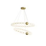 Acrylic Pearl Chandelier in Brass – Modern LED Pendant for Dining Room and Living Room