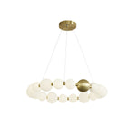 Acrylic Pearl Chandelier in Brass – Modern LED Pendant for Dining Room and Living Room