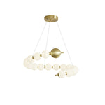 Acrylic Pearl Chandelier in Brass – Modern LED Pendant for Dining Room and Living Room