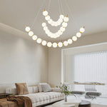 Acrylic Pearl Chandelier in Brass – Modern LED Pendant for Dining Room and Living Room
