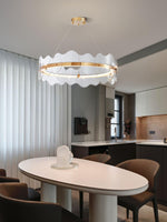 Acrylic Wave Chandelier Modern LED Pendant Light for Dining Room and Living Room