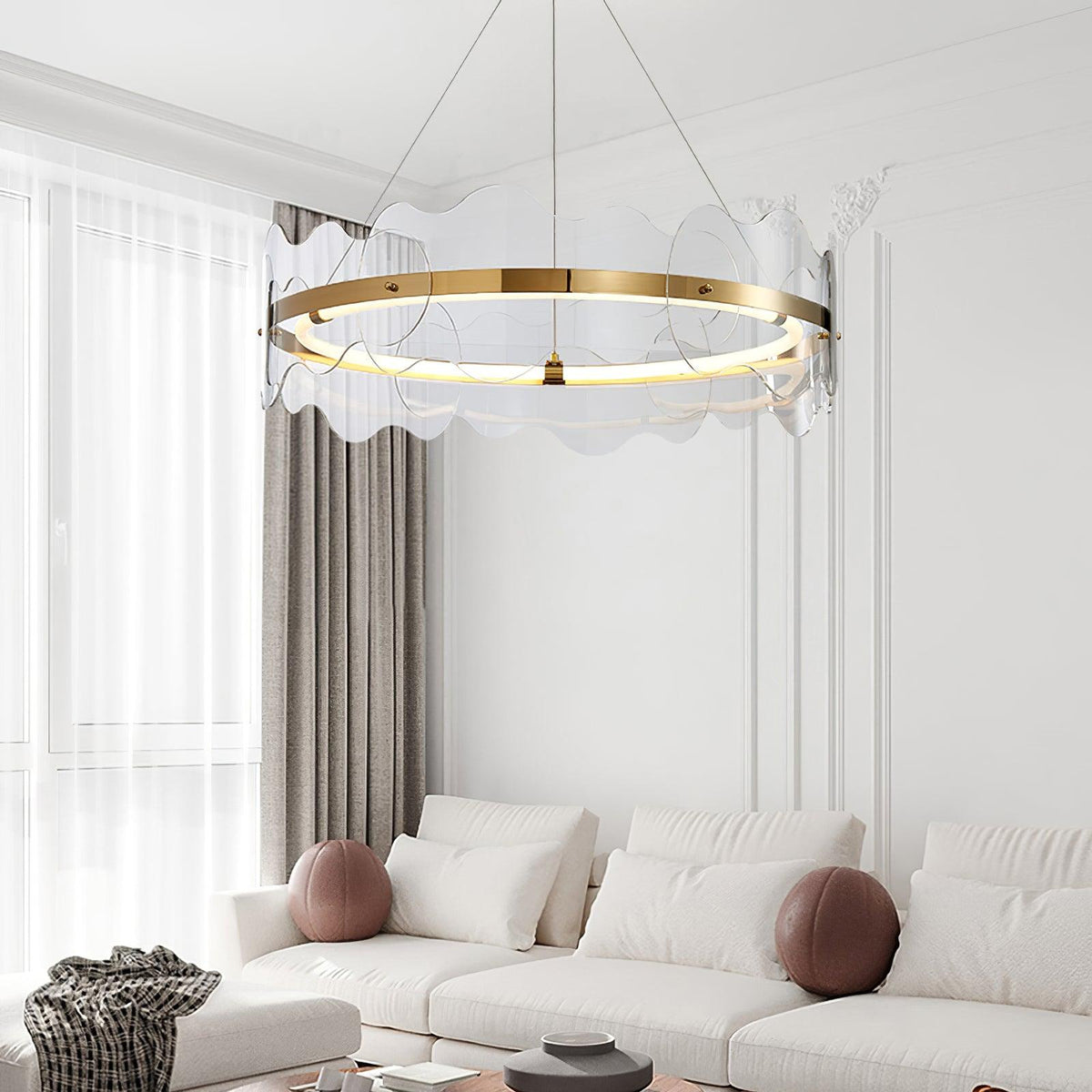 Acrylic Wave Chandelier Modern LED Pendant Light for Dining Room and Living Room