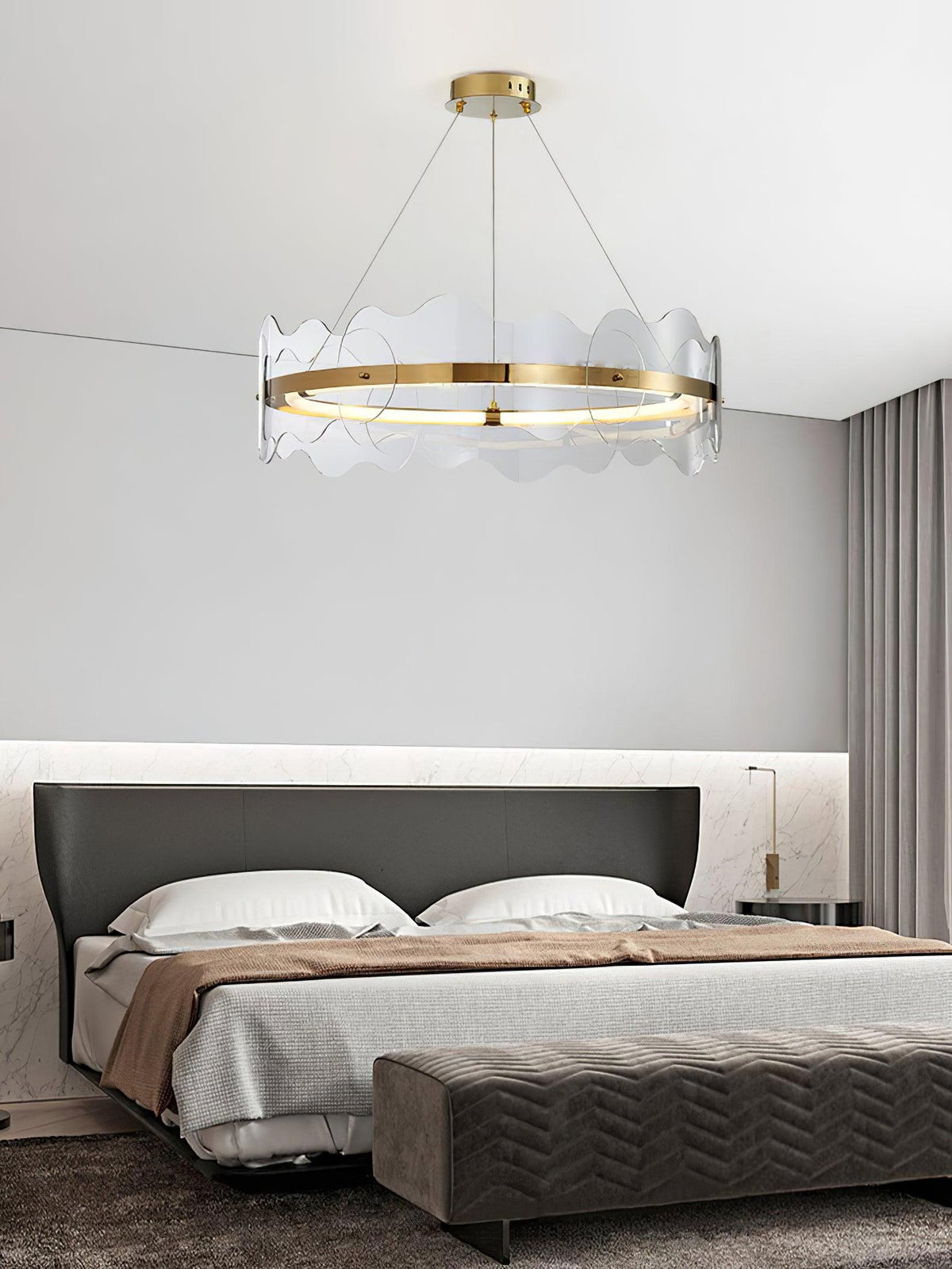 Acrylic Wave Chandelier Modern LED Pendant Light for Dining Room and Living Room