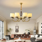 Acurt Chandelier — Walnut & Copper Pleated Pendant Light