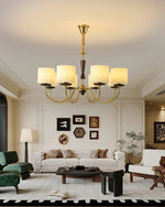 Acurt Chandelier — Walnut & Copper Pleated Pendant Light