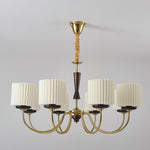 Acurt Chandelier — Walnut & Copper Pleated Pendant Light