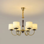 Acurt Chandelier — Walnut & Copper Pleated Pendant Light