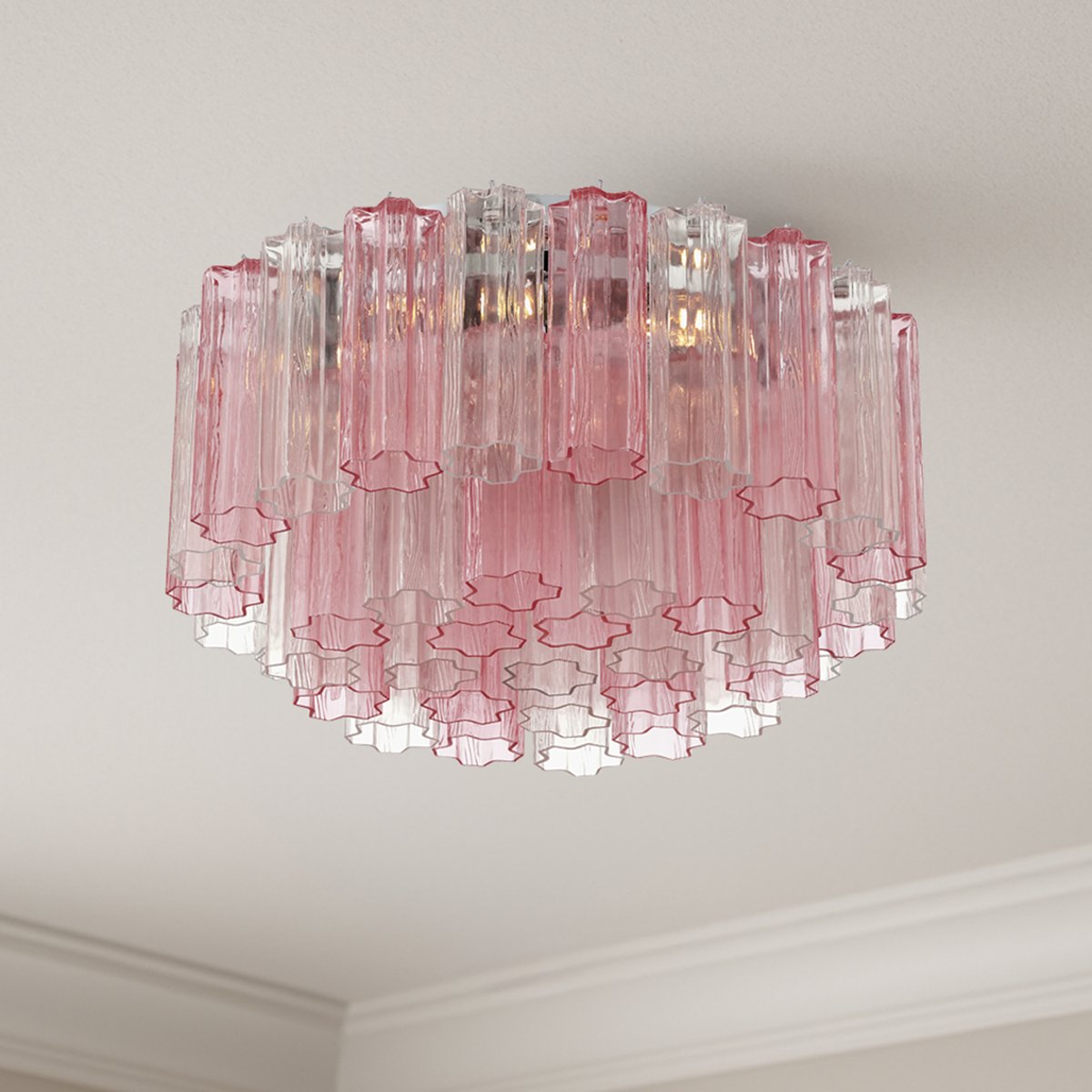Eloria Glass Semi-Flush Ceiling Light in Gold Finish
