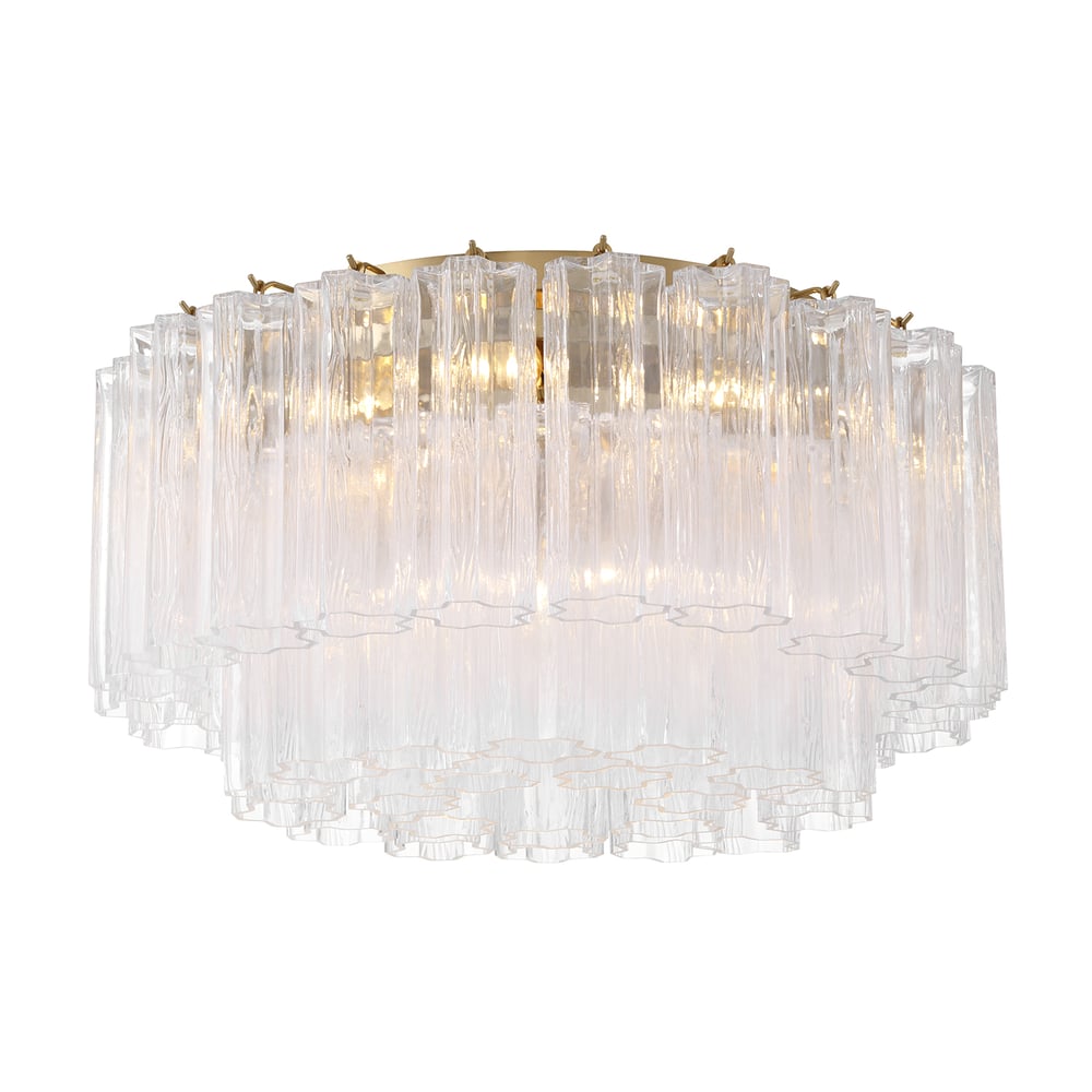 Eloria Glass Semi-Flush Ceiling Light in Gold Finish