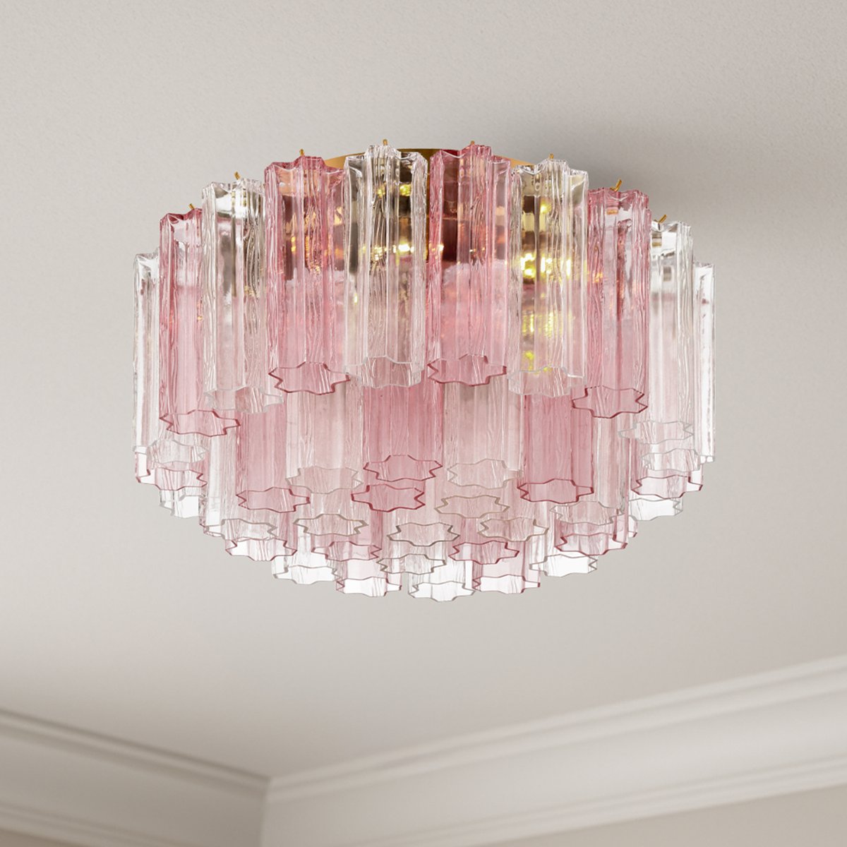 Eloria Glass Semi-Flush Ceiling Light in Gold Finish