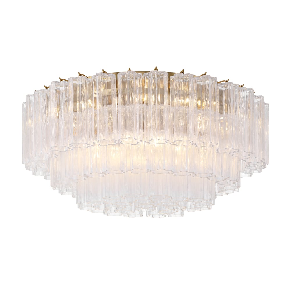 Eloria Glass Semi-Flush Ceiling Light in Gold Finish