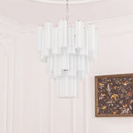 Aveline Modern Glass Chandelier with Nickel Frame