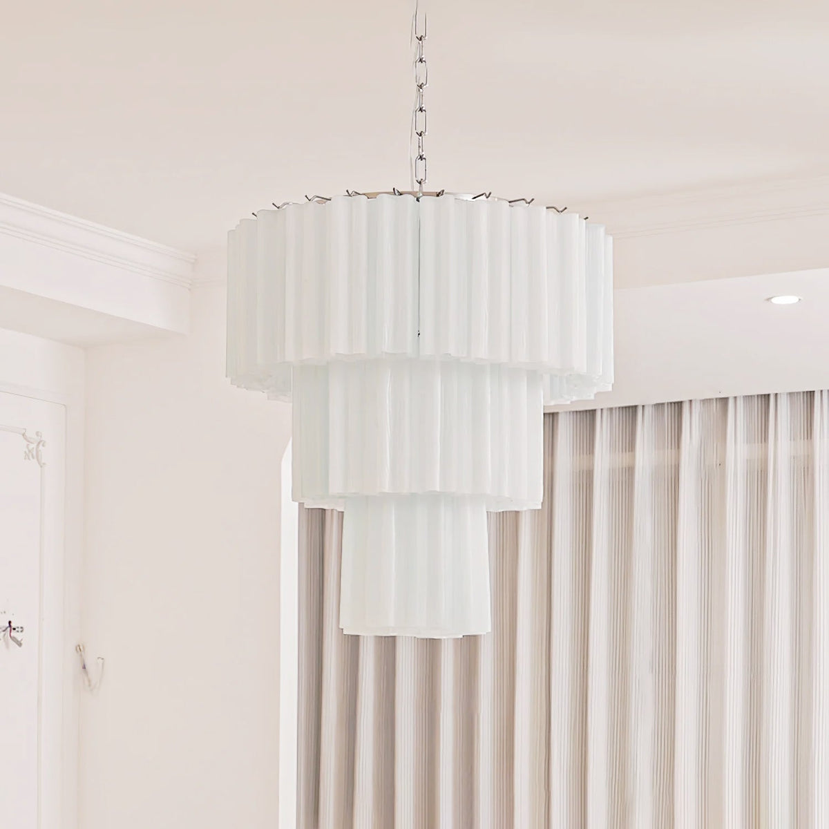 Aveline Modern Glass Chandelier with Nickel Frame