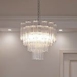 Aveline Modern Glass Chandelier with Nickel Frame