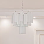 Aveline Modern Glass Chandelier with Nickel Frame