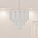 Aveline Modern Glass Chandelier with Nickel Frame