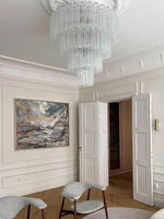 Aveline Modern Glass Chandelier with Nickel Frame
