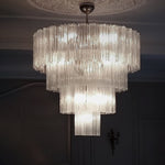 Aveline Modern Glass Chandelier with Nickel Frame
