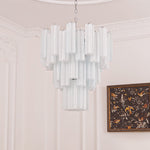 Aveline Modern Glass Chandelier with Nickel Frame