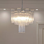 Aveline Modern Glass Chandelier with Nickel Frame