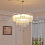 Aveline Modern Glass Chandelier with Nickel Frame