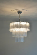 Aveline Modern Glass Chandelier with Nickel Frame