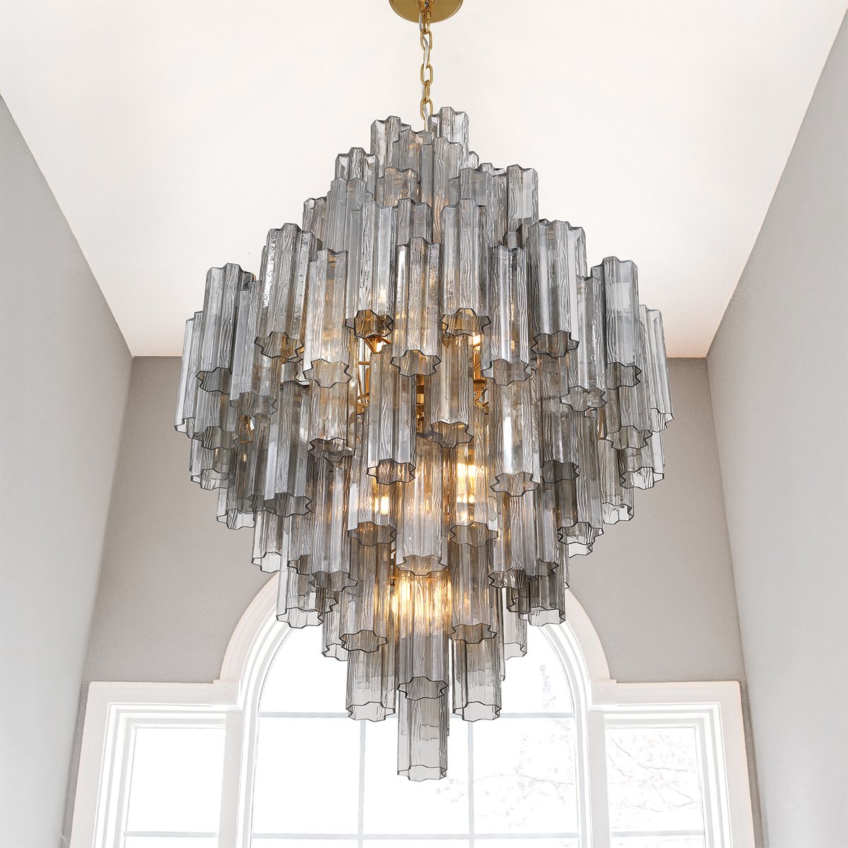 Eloria Glass Diamond Chandelier – Modern Murano Glass Pendant Light