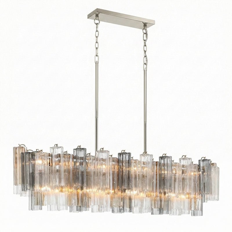 Eloria Glass Linear Chandelier – Modern Fluted Glass Pendant Light