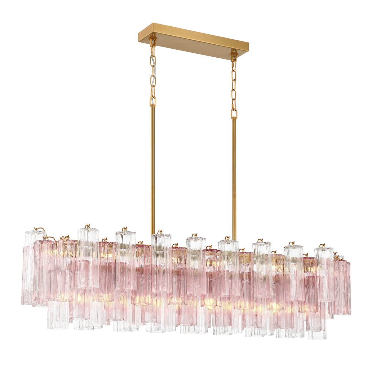 Eloria Glass Linear Chandelier – Modern Fluted Glass Pendant Light