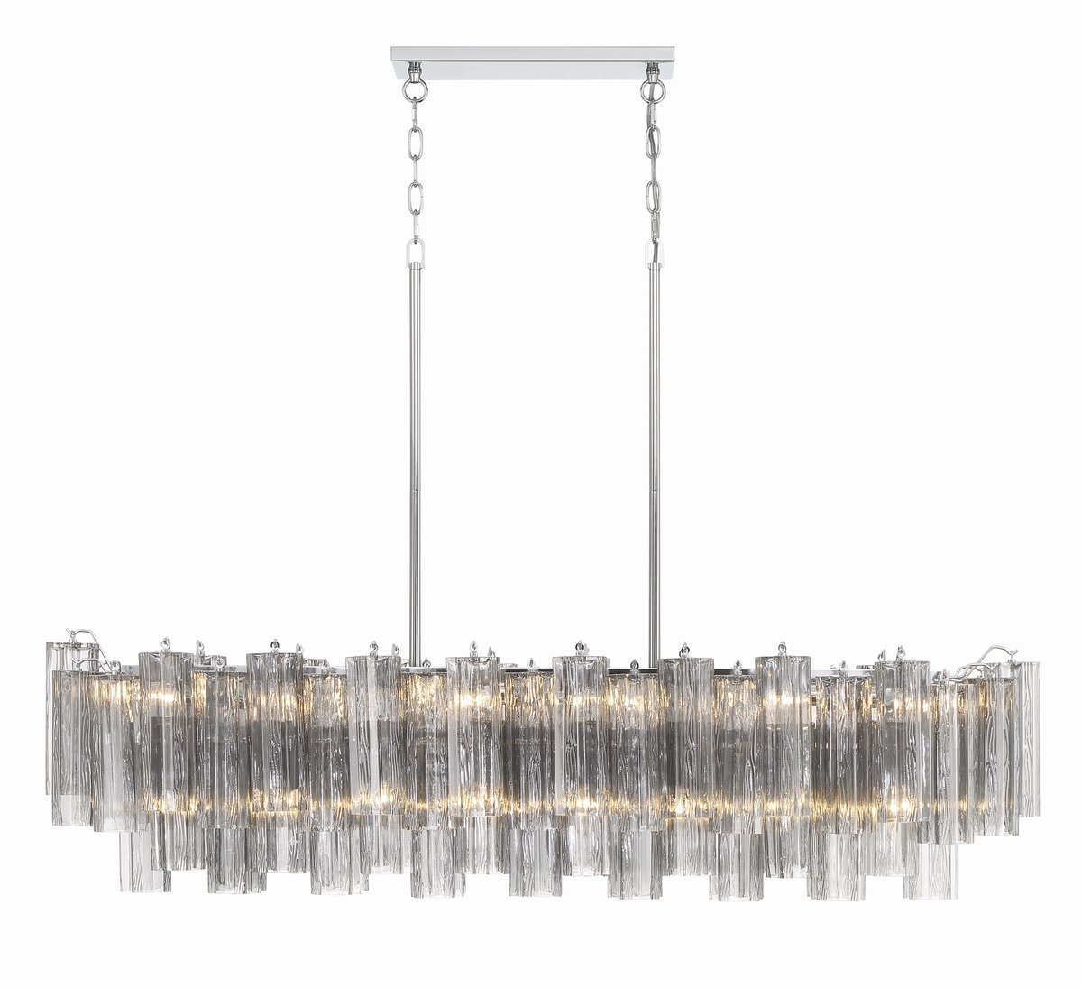 Eloria Glass Linear Chandelier – Modern Fluted Glass Pendant Light